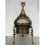 antique 1900s huge inlay silver brass copper incense burner