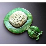 antique chinese enamel carved jade mirror