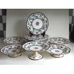 antique painted english porcelain dessert luncheon set