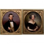antique pair of 19th century american portrait oil paintings
