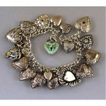antique sterling puffy hearts charm bracelet