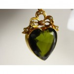 antique tourmaline and pearl heart pendant