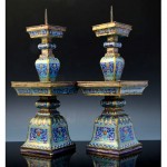 rare antique 18th century chinese alter candelsticks