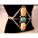 vintag 1970s charles johnson sterling turquoise white agate bracelet