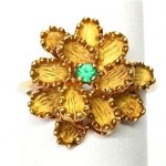 vintage 18k chrysoprase flower ring