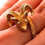 vintage 18k diamond figural ram ring