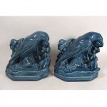 vintage 1920s pair of rookwood raven pottery bookends