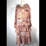 vintage 1920s sampler print silk flapper dress