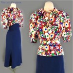 vintage 1940s rayon crepe blouse dress set