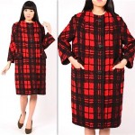 vintage 1950s plaid boucle coat