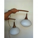 vintage 1960s pair of danish modern teak and glass wall sconces
