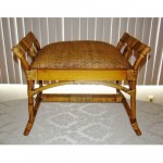 vintage 1960s woven rattan bamboo ottoman stool