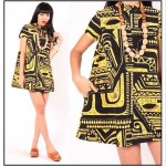 vintage 1970s mudcloth print dress