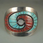 vintage amy quandelacy sterling inlay bracelet