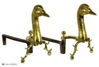 vintage brass goose adirons