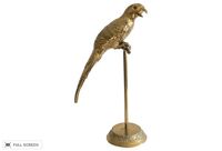 vintage brass parrot with amber stone eyes