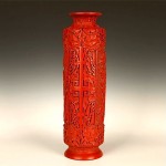 vintage large chinese carved cinnabar lacquer vase