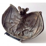 vintage metal bat pin tray