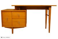 vintage mid-century restored john keal for brown saltman mahogany desk