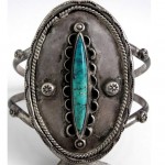 vintage navajo hand stamped turquoise sterling cuff bracelet
