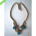 vintage navajo sterling bisbee turquoise squash blossom necklace