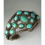 vintage navajo turquoise cluster bracelet