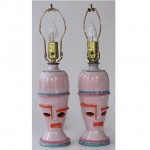 vintage pair german pottery lamps