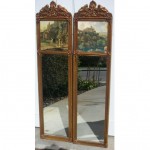 vintage pair gilt gesso wood hal mirrors with scenic prints
