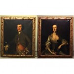 vintage pair of antique 18th century oil portraits