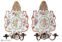vintage pair of handpainted polychrome buddha light sconces