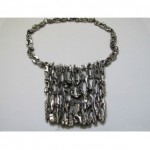 vintage robert larin brutalist pewter necklace