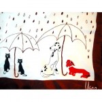vintage vera neuman raining cats and dogs scarf