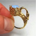 antique 14k opal diamond swan ring