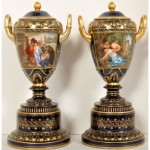 antique 1890s austrian royal vienna porcelain lidded vases