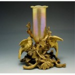 antique 1890s french gilt bronze art glass vase