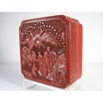 antique 19th century carved cinnabar lacquer box