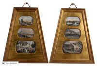 antique 19th century hand colored engravings in giltwood frames