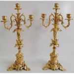 antique 19th century solid gilt ormolu bronze candelabra