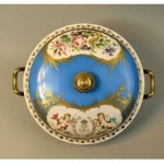 antique c. 1844 sevres hand painted porcelain tureen with cover