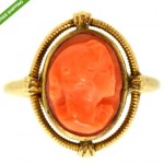 antique carved coral cameo ring