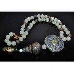 antique chinese enamel silver bead mandarin court necklace