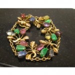 antique chinese gilt silver tourmaline jade sapphire amethyst bracelet