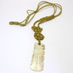 antique chinese white jade carved amulet pendant