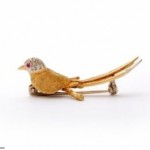 antique diamond ruby 18k bird brooch