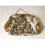 antique early 20th century Chinese hand embroidered silk evening bag cloisonne clasp