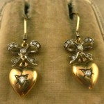 antique edwardian diamond heart earrings