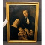 antique mid-19th century american folk art family portrait
