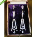 antique platinum diamond 18k earrings