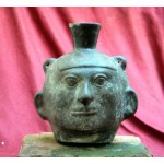 antique pre-columbian peru moche culture portrait vase
