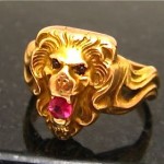 antique victorian lion poison locket ring